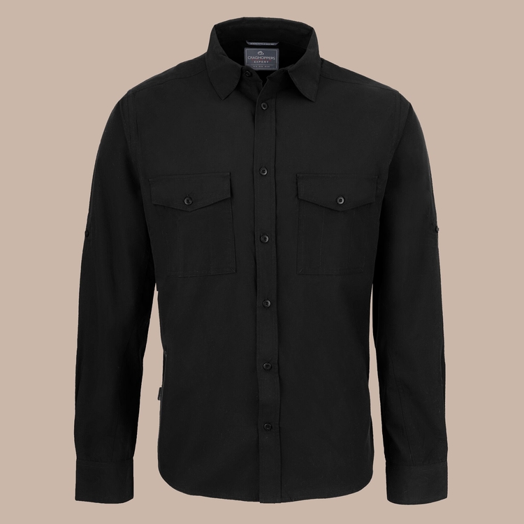 Expert Mens Kiwi Long Sleeved Shirt - Black | Craghoppers UK