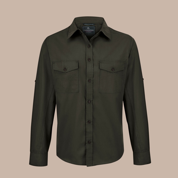 Expert Mens Kiwi Long Sleeved Shirt - Dark Cedar Green