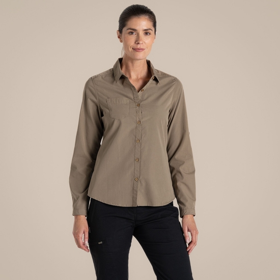 (クラグホッパーズ) Craghoppers レディース Expert Kiwi 長袖 アウトドアシャツ トップス PC4534 (カーボングレー) Craghoppers Womens/Ladies Expert Kiwi Long-Sleeved Shirt