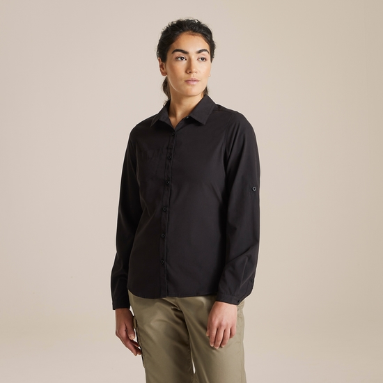 (クラグホッパーズ) Craghoppers レディース Expert Kiwi 半袖 アウトドアシャツ トップス PC4535 (ブラック) Expert Womens Kiwi Long Sleeved Shirt - Black | Craghoppers UK