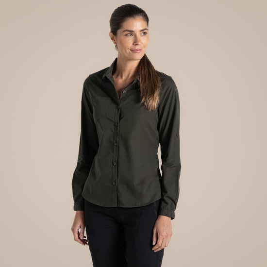 (クラグホッパーズ) Craghoppers レディース Expert Kiwi 長袖シャツ トップス RW8133 (ブラック) Expert Womens Kiwi Long Sleeved Shirt - Carbon Grey