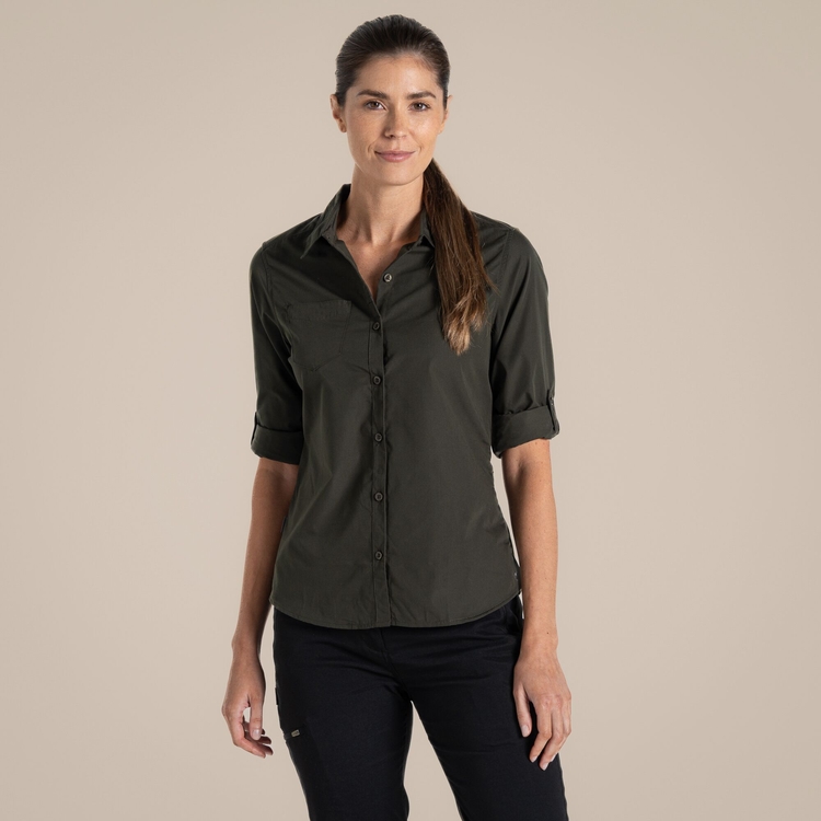 (クラグホッパーズ) Craghoppers レディース Expert Kiwi 長袖 アウトドアシャツ トップス PC4534 (ペブルブラウン) Expert Womens Kiwi Long Sleeved Shirt - Pebble | Craghoppers UK