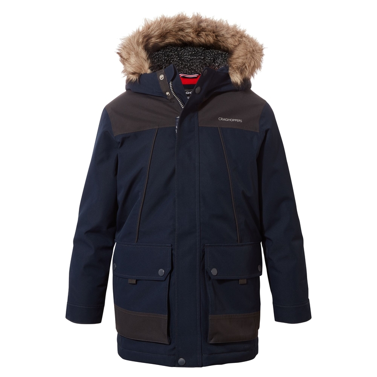 Kid s Waterproof Peyton Jacket Blue Navy Black Pepper Craghoppers ROW