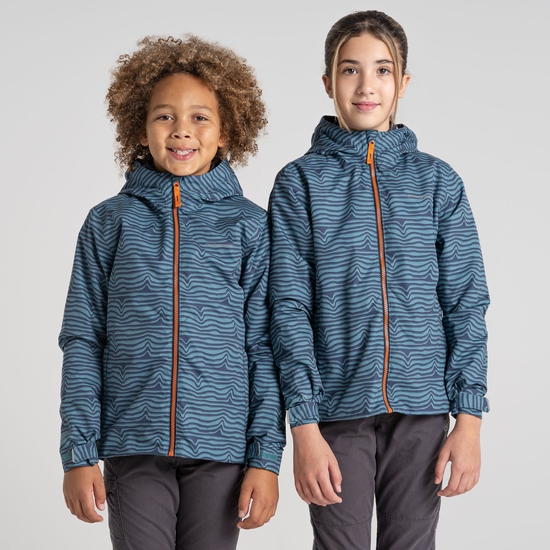 Kid s Rowan Waterproof Jacket Washed Teal Print Craghoppers UK