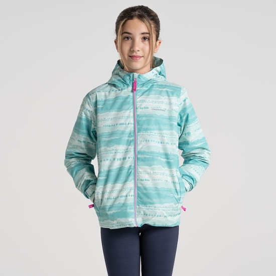 Kid's Rowan Waterproof Jacket - Ocean Green Print | Craghoppers UK