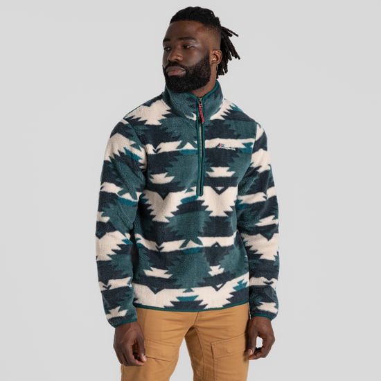 Men s Tatton Half Zip Fleece Dark Viridian Print Craghoppers UK