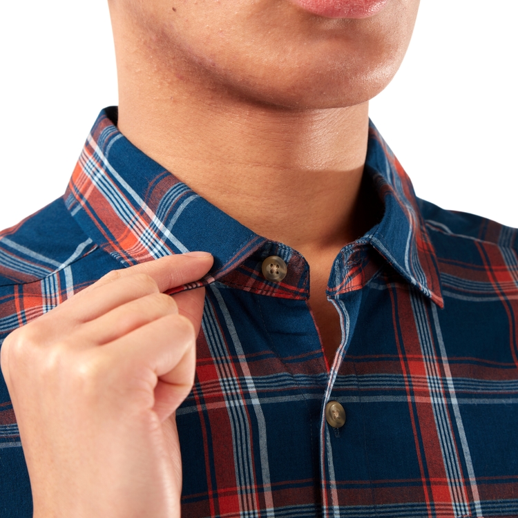 Rafie Short Sleeved Check Shirt Poseidon Blue Check