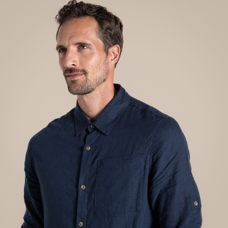 Men's NosiBotanical Alexis Long Sleeved Shirt - Blue Navy