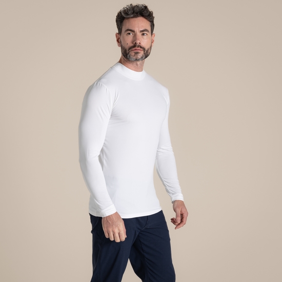 Men's NosiLife Golf Long Sleeved Mock Neck Top - White | Craghoppers