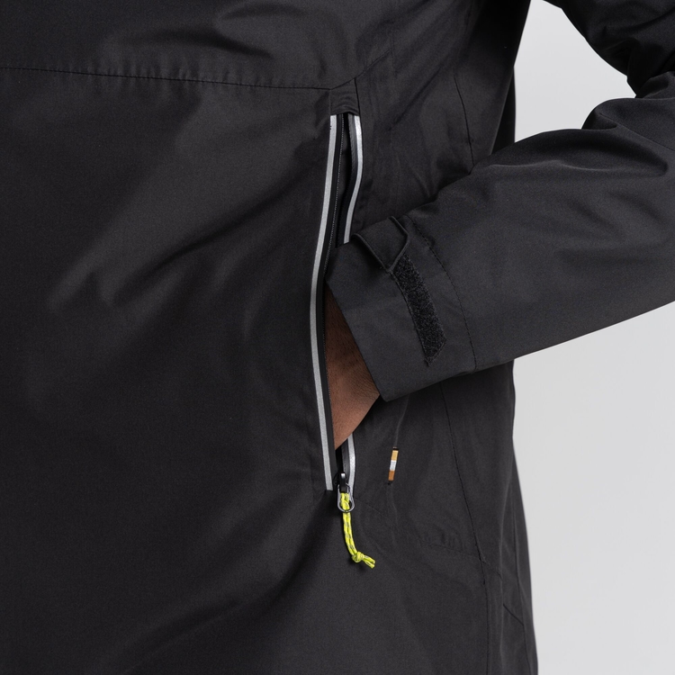 Black hooded waterproof jacket hotsell