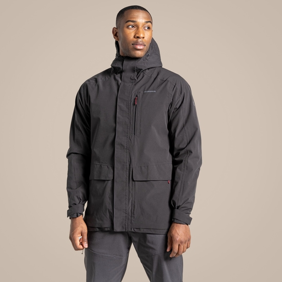 Men's Lorton Stretch Waterproof Jacket Black Pepper Craghoppers UK