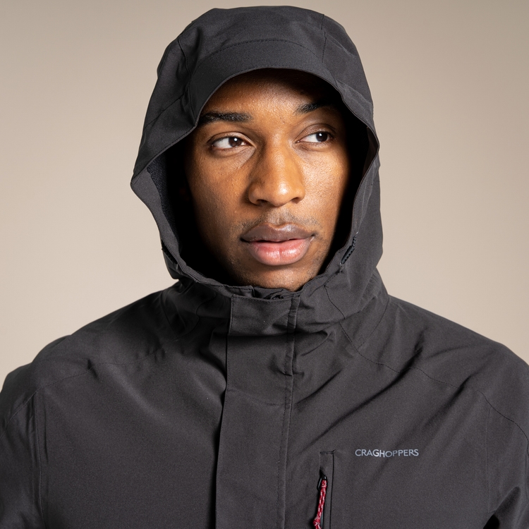 Men's Lorton Stretch Waterproof Jacket Black Pepper Craghoppers UK