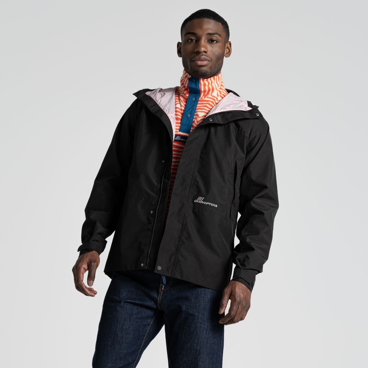 Black hooded waterproof jacket best sale