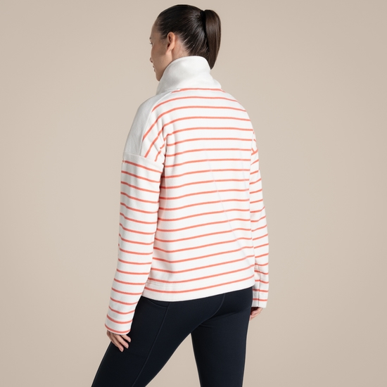 Women's Lily Half Zip Fleece Deep Coral Stripe