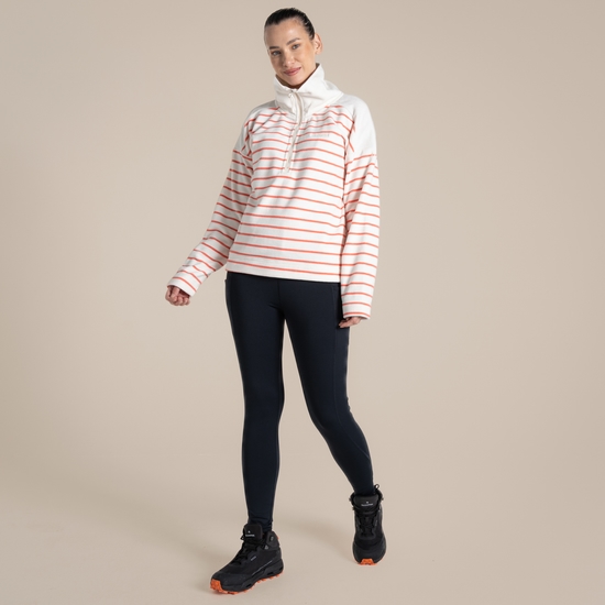 Women's Lily Half Zip Fleece Deep Coral Stripe