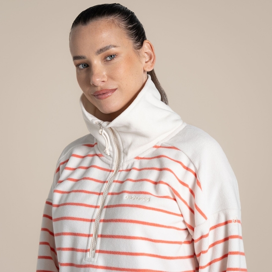 Women's Lily Half Zip Fleece Deep Coral Stripe