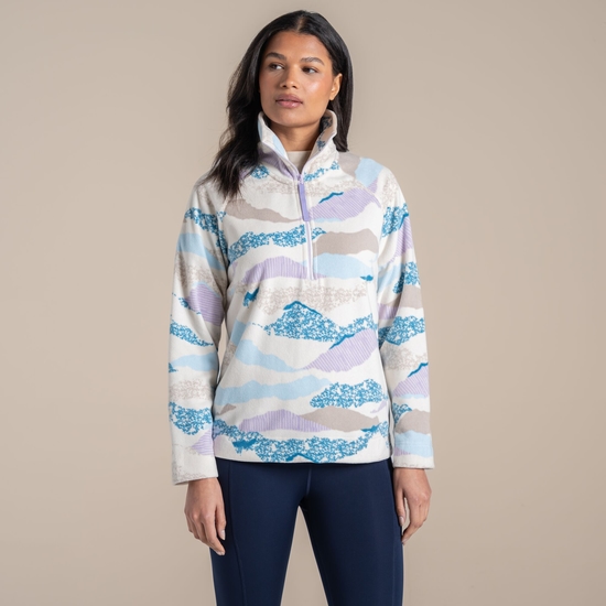 Women's Annjela Half Zip Fleece Ecru Print