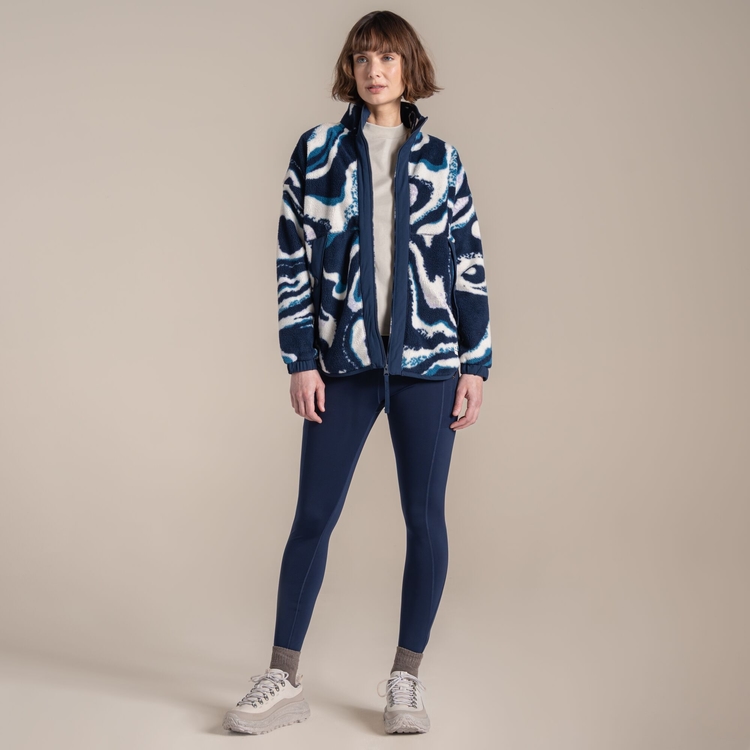 ちゃーりー Women's Kidsy Full Zip Fleece - Dark Sapphire Print