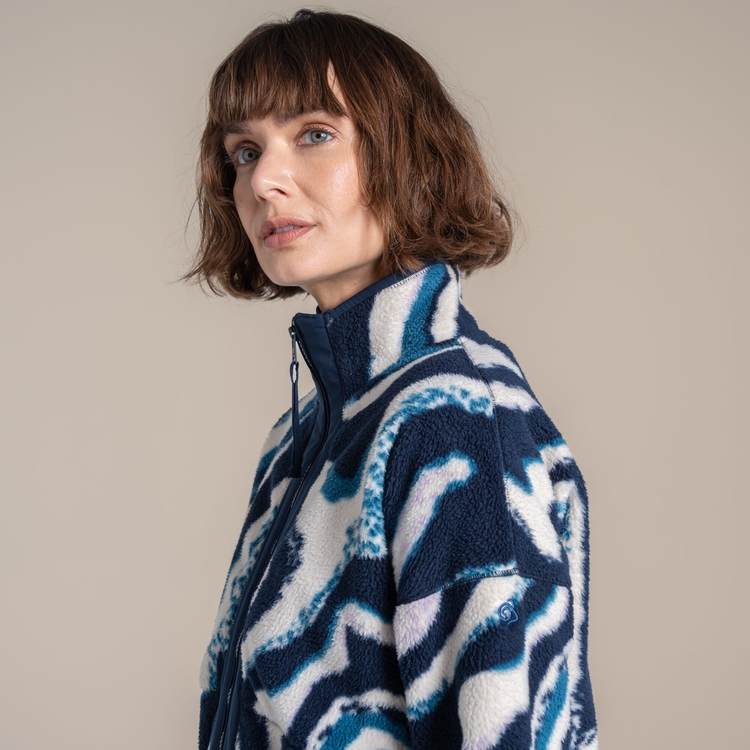 Women's Kidsy Full Zip Fleece - Dark Sapphire Print