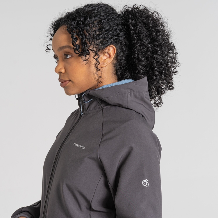 Women's Kalti Weatherproof Hooded Jacket - Charcoal / Teak Blue