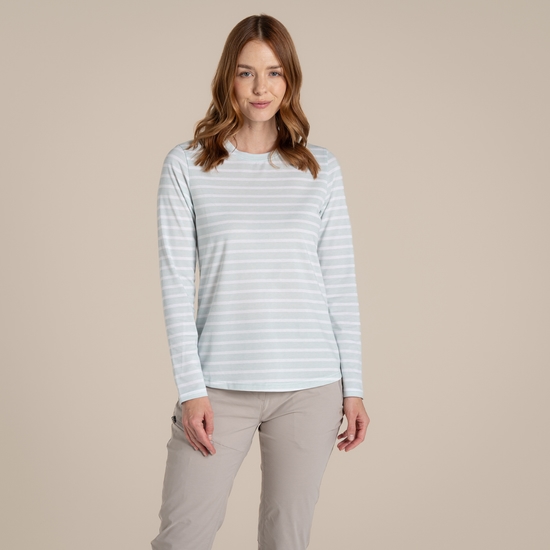 Women's NosiLife Akona Long Sleeved Top - Nimbus Blue Stripe