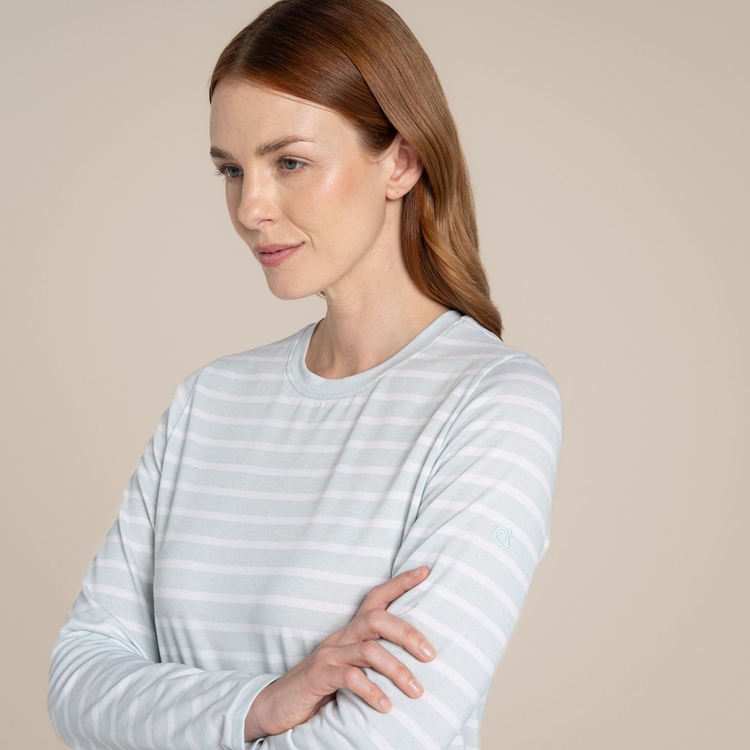 Women's NosiLife Akona Long Sleeved Top - Nimbus Blue Stripe