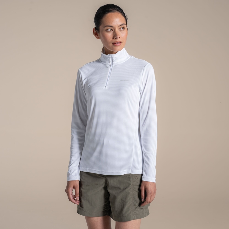 Women's NosiLife SolarShield+ Half Zip Top - White | Craghoppers ROW