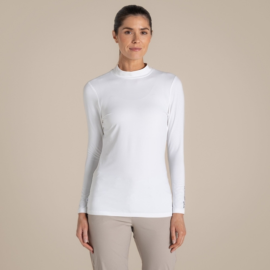 Women's NosiLife Golf Long Sleeved Mock Neck Top - White