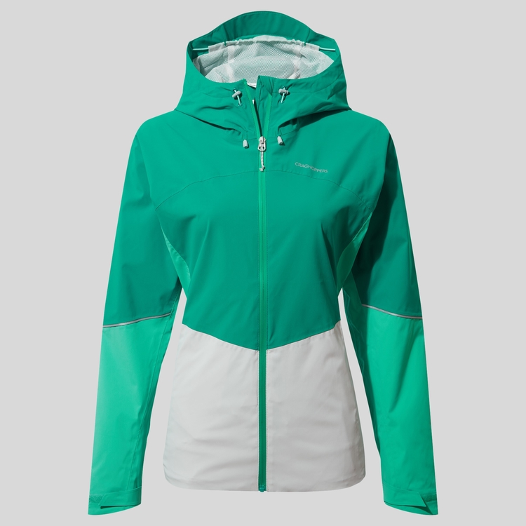 Women s Jamila Stretch Waterproof Jacket Mystic Green Ocean Green Lunar Grey Craghoppers UK