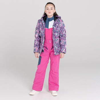 Girls' Verdict Waterproof Insulated Ski Jacket Rasberry Rose Snow Leopard Print