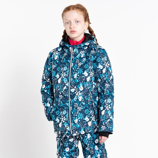 Girls' Verdict Waterproof Insulated Ski Jacket Blue Floral Print