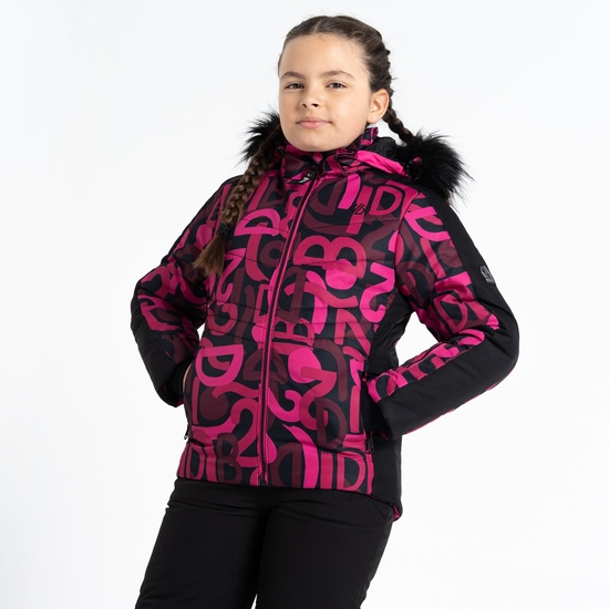 Kids' Ding Ski Jacket Pink Graffiti Print