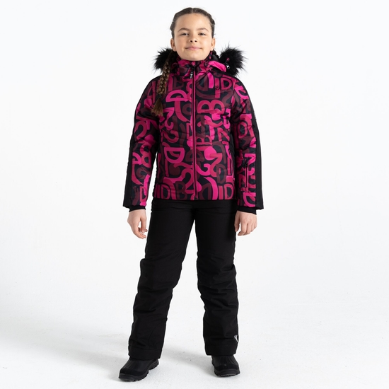 Kids' Ding Ski Jacket Pink Graffiti Print