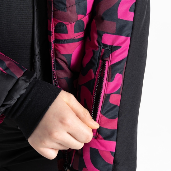 Kids' Ding Ski Jacket Pink Graffiti Print