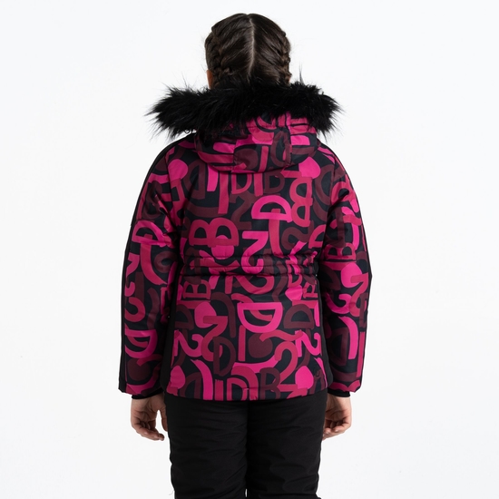 Kids' Ding Ski Jacket Pink Graffiti Print