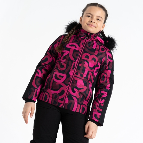 Kids' Ding Ski Jacket Pink Graffiti Print