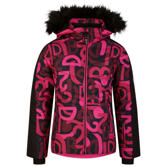 Kids' Ding Ski Jacket Pink Graffiti Print