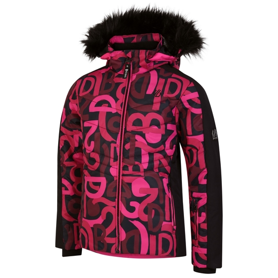 Kids' Ding Ski Jacket Pink Graffiti Print