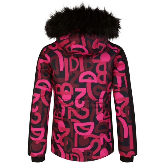 Kids' Ding Ski Jacket Pink Graffiti Print