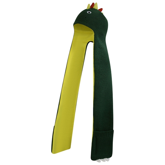 Kids' Snowplay 3-in-1 Hat Scarf Eden Green Dinosaur