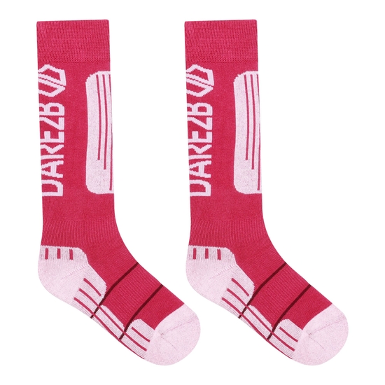 Kids' Technical Ski Socks Berry Pink Rose