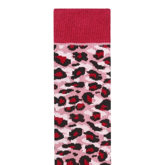 Kids' Printed Ski Socks Dusty Rose Cheetah Print