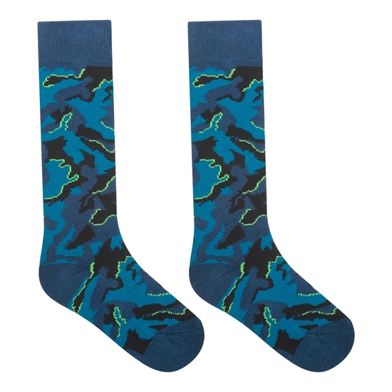 Chaussettes de ski à imprimé Enfant Camouflage Bleu