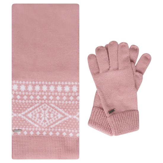 Kid's Winter Warmer Scarf and Gloves Powder Pink White