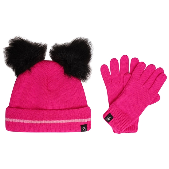 Kinder Brighten Set mit Mütze und Handschuhen Rosa