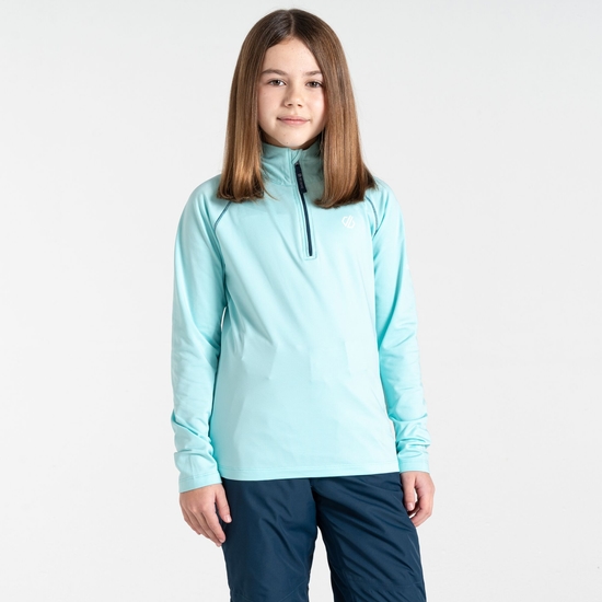 Sous-couche Junior stretch extensible et légère avec ouverture 1/2 zip Bleu Clair