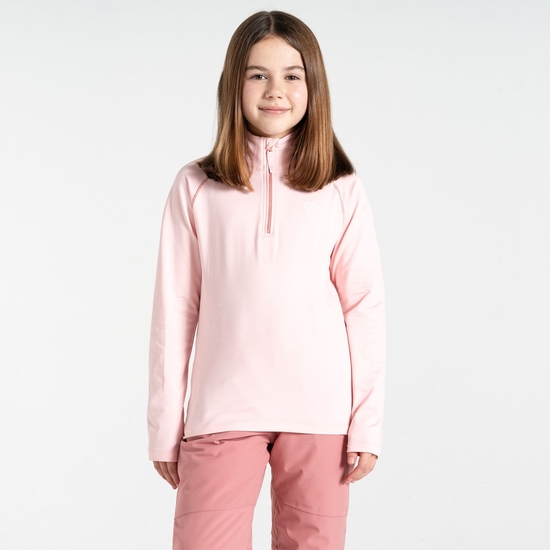 Sous-couche Junior stretch extensible et légère avec ouverture 1/2 zip Rose