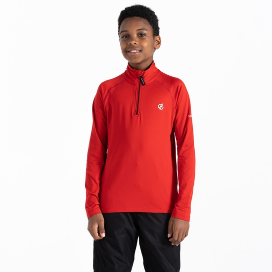 Sous-couche Junior stretch extensible et légère avec ouverture 1/2 zip Rouge