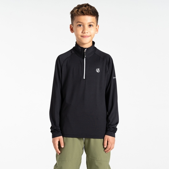Sous-couche Junior stretch extensible et légère avec ouverture 1/2 zip Noir