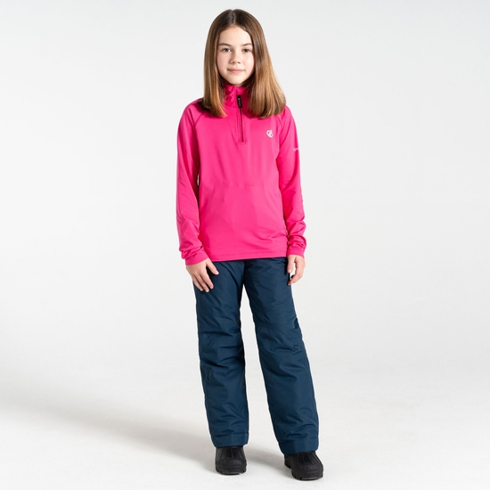 Sous-couche Junior stretch extensible et légère avec ouverture 1/2 zip Rose
